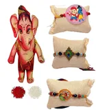 Synthetic 3 Pcs Rakhi with Ganesh ji Teddy 