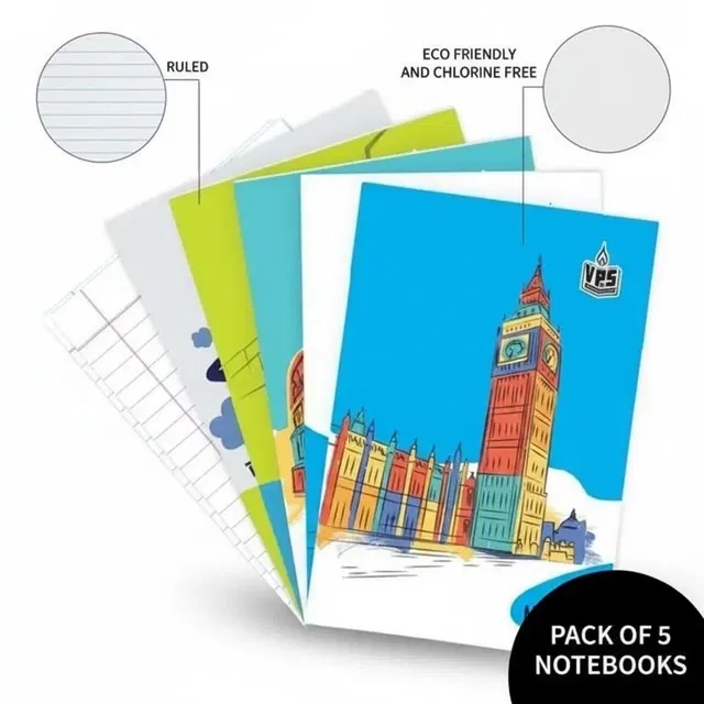 VPS 18 x 24 Ruled Notebook [112 Pages, Pack of 5]