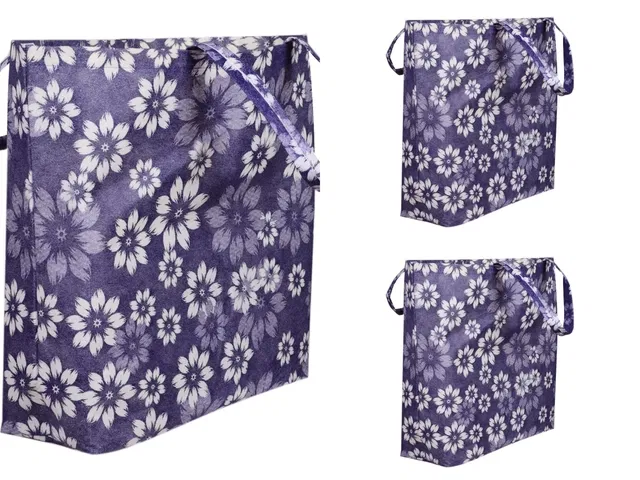 Canvas Shopping Tote Bags (Purple, Pack of 3)