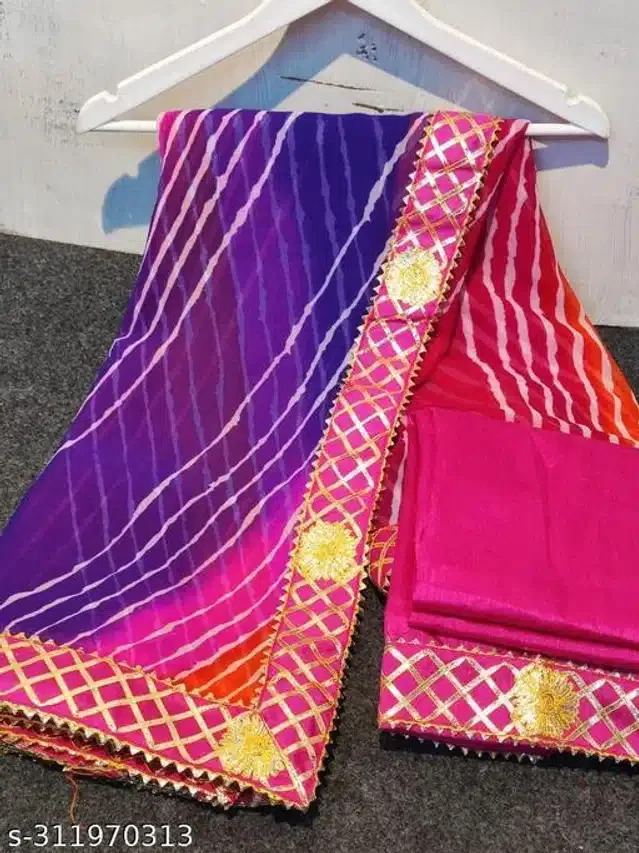 Georgette Self-Design Saree for Women (Blue, 6.3 m)