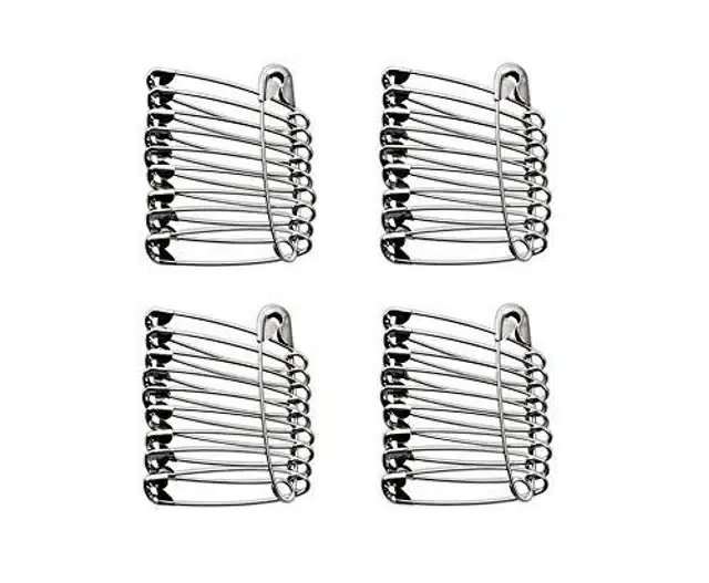 Large Safety Pins for Girls & Women (Silver, Set of 48)