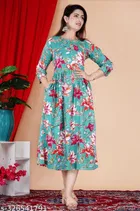 Rayon Printed Anarkali Kurti for Women 