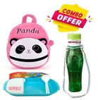 Combo of Fabric School Bag, Water Bottle with Lunch Box for Kids 