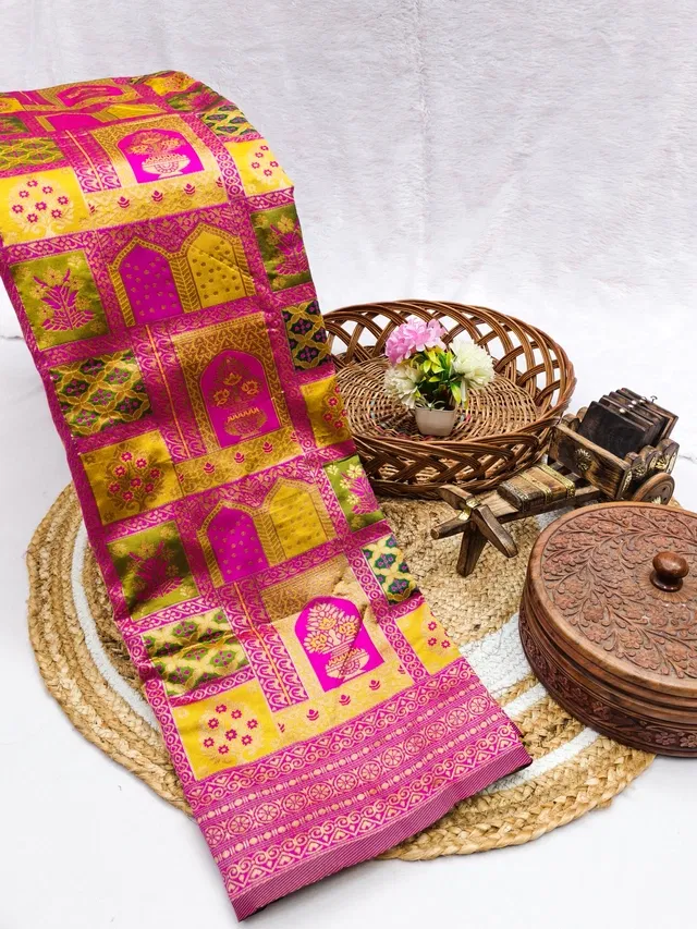 Litchi Silk Zari Woven Saree for Women, Pink (6.3 m)