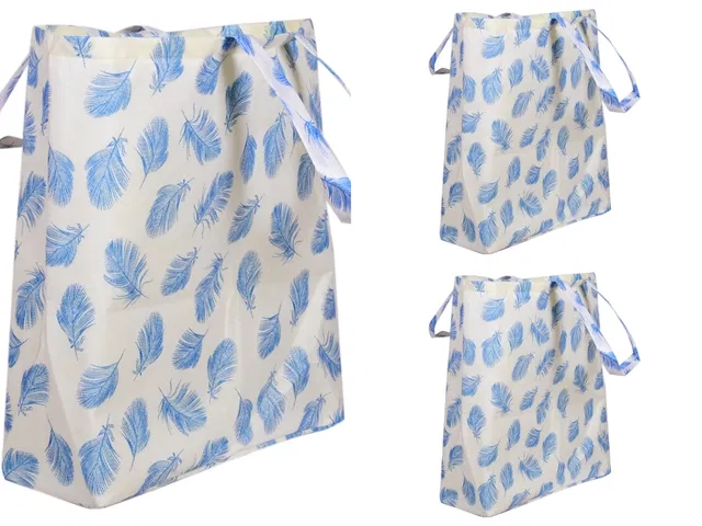 Canvas Shopping Tote Bags (Blue, Pack of 3)