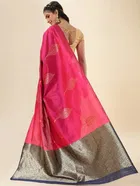 Litchi Silk Zari Woven Saree for Women, Pink 