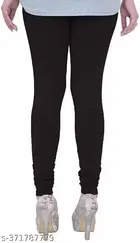 Solid Cotton Blend Churidars Pant for Women ,Black 