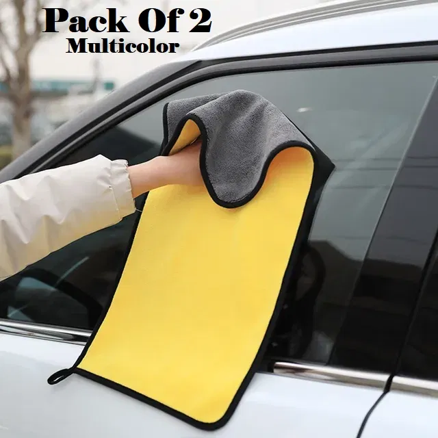 Microfiber Thick Lint & Streak-Free Multipurpose Cleaning Clothes (Multicolor, Pack of 2)