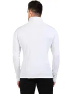 Cotton Blend Solid Hi-Neck Sweater for Men, White 