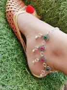 Anklet Multicolor Free Size Anklets & Toe Rings for Women, Pack of 2