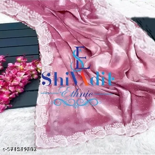 Chinnon Applique Saree For Women, Pink