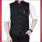 Cotton Slub Ethnic Jacket for Men (Black, M)