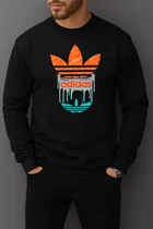 Fleece Printed Sweatshirt for Men, Black (M)