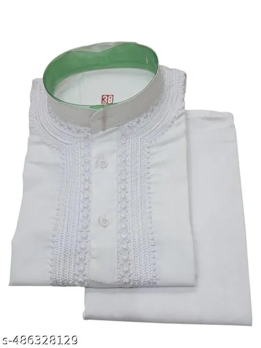 Embroidered Cotton Blend Kurta Set for Men (XXL)
