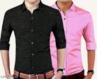Cotton Blend Printed Shirts for Men, Black & Pink, Pack of 2 