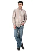 Cotton Blend Full Sleeves Chequered Shirt for Men 