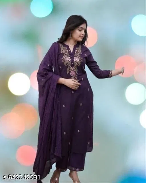 Kurta Set for Women (Purple, S)