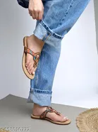 Shoetopia Solid Flat Sandals - Beige 