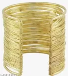 Trendy Wire Layered Stainless Steel Bracelet for Women, Gold