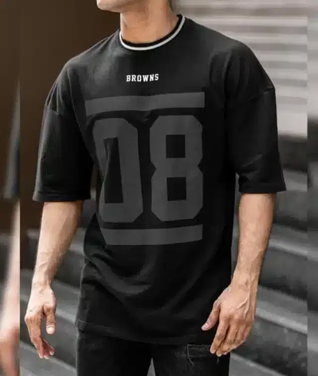 Half Sleeves Printed T-shirt for Men (Black, XXL)