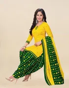 Crepe Printed Dress Material for Women & Girls (Yellow & Green)
