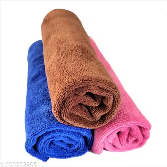 Microfiber Bath Towel (Multicolor, 40x40 cm) (Pack of 3)