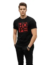 Polyester Printed T-Shirt for Men, Black 