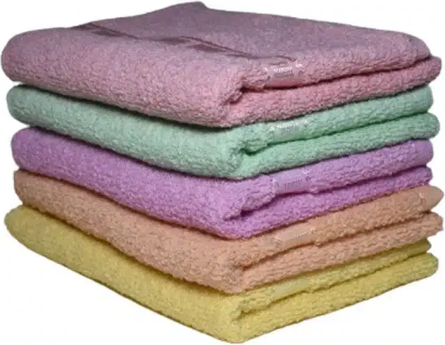 Cotton High Absorbent Antibacterial Hand Towels (Pack of 5) (Multicolor, 14x21 inches)