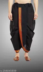 Cotton Silk Solid Dhoti for Boys (Free Size, Black)