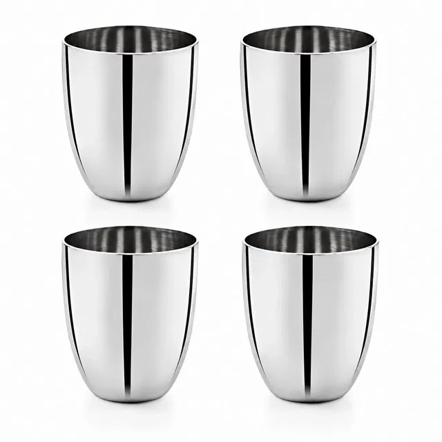 TerraHome Steel Apple Glass 300ml Combo Set of 4