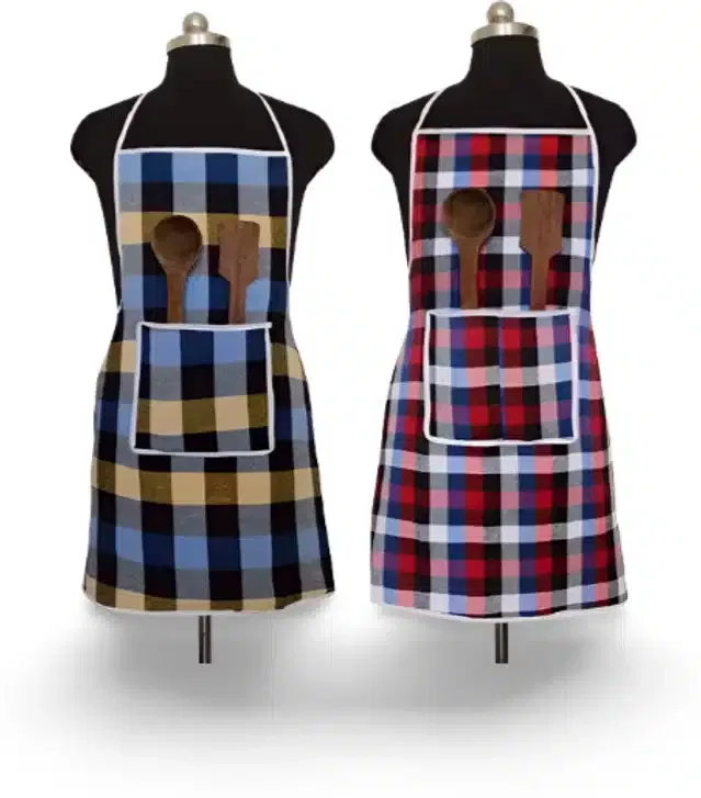 Cotton Kitchen Aprons (Multicolor, Pack of 2)