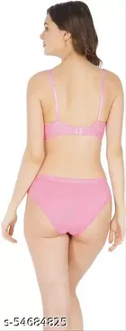 Cotton Blend Solid Lingerie Set for Women 