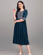 Rayon Slub Embroidered Kurti for Women 