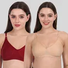 Cotton Bra for Women, Red & Gold, Pack of 2 