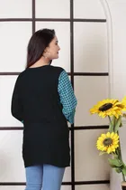 Viscose Rayon Colorblocked Short Kurti for Women 