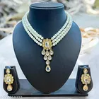 Kundan Pearl Beaded Jewellery Set for Women, White