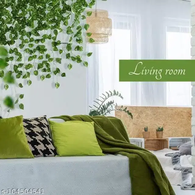 Plastic Artificial Hanging Leaves Garlands (Green)