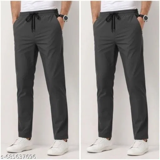 Cotton Pants for Men, Grey, Pack of 2 (28)