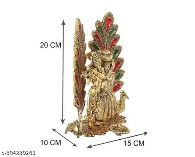 Metal Radha Krishana Idol (Golden)