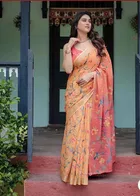Silk Woven Design Saree for Women, Orange 