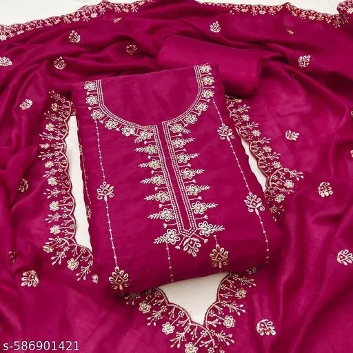 Embroidered Punjabi/All Over Suits (Pink, 5.85 meter for Women (S)