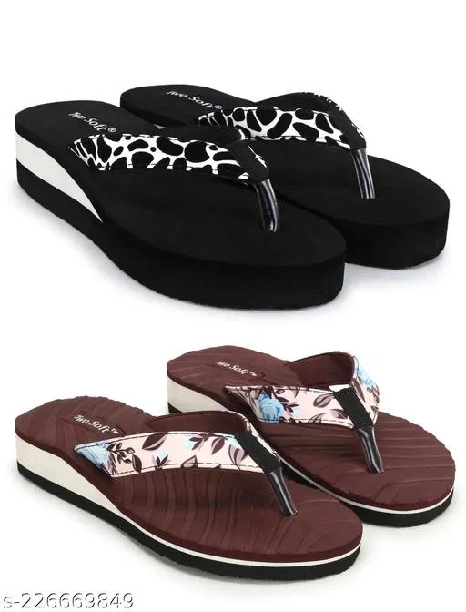 EVA Flip-flops for Women (Multicolor, 4) Pack of 2
