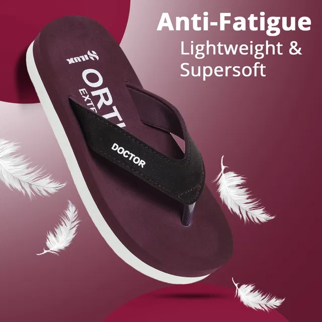 Solid Thong Flip-flops for Women (Maroon, 7)