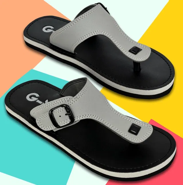 Flipflops for Men (Black & Grey, 8)