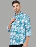 Full Sleeves Printed Shirt for Men (Blue, M)