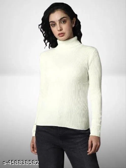 Wool Sweat Shirt for Women, White (L)