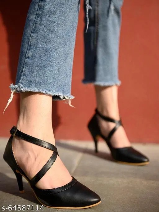 Shoetopia Black Stiletto Sandals (IND-3)