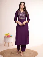 Jacquard Embroidered Kurta with Pant for Women 