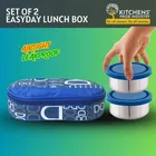 Easy Black Lunch Box With 2 Steel Containers And 1 Bag 