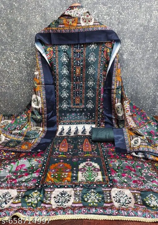 Punjabi/All Over Suits Printed Ethnic Motif (Navy Blue, 5.85 meter (S)) (Multicolor, 6.45 meter for Men (XL)